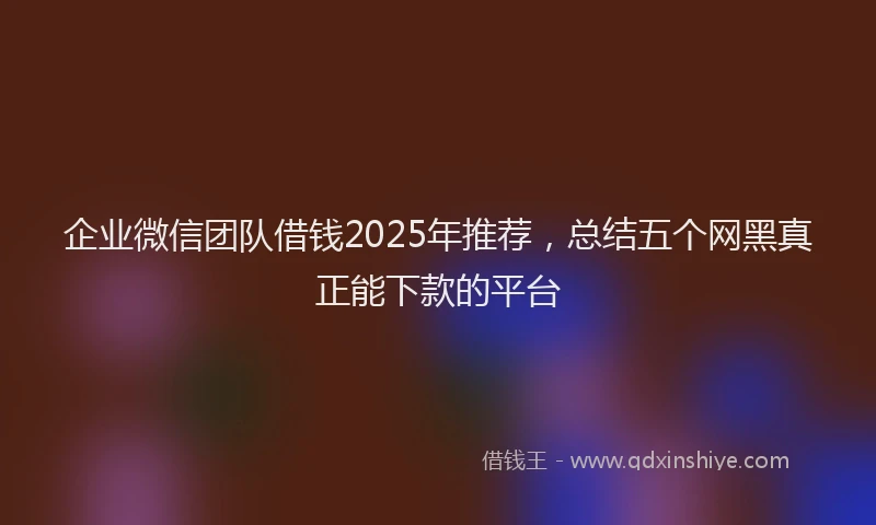 企业微信团队借钱2025年推荐，总结五个网黑真正能下款的平台