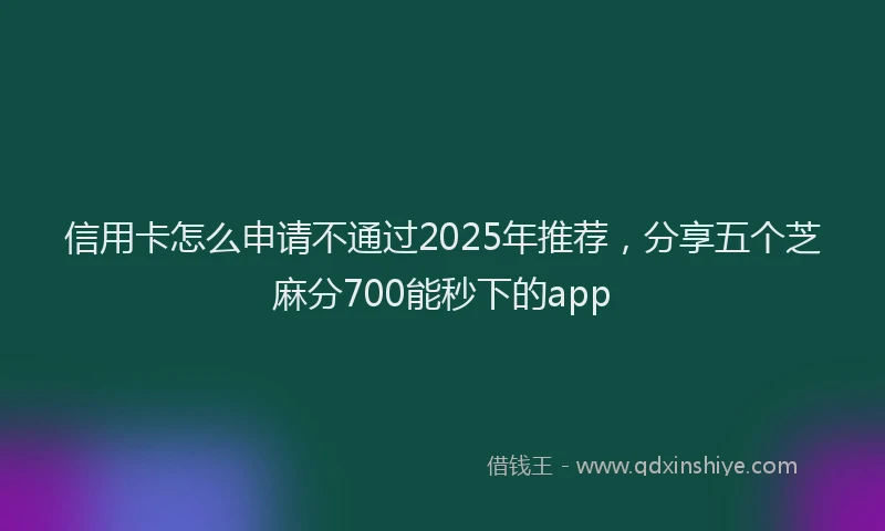 信用卡怎么申请不通过2025年推荐，分享五个芝麻分700能秒下的app
