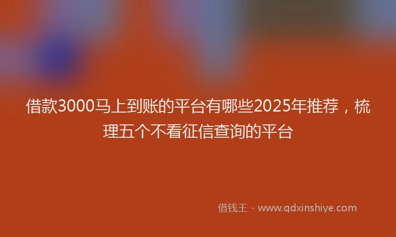 借款3000马上到账的平台有哪些2025年推荐，梳理五个不看征信查询的平台