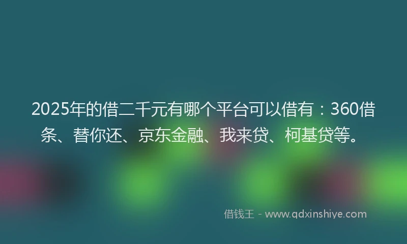 2025年的借二千元有哪个平台可以借有：360借条、替你还、京东金融、我来贷、柯基贷等。