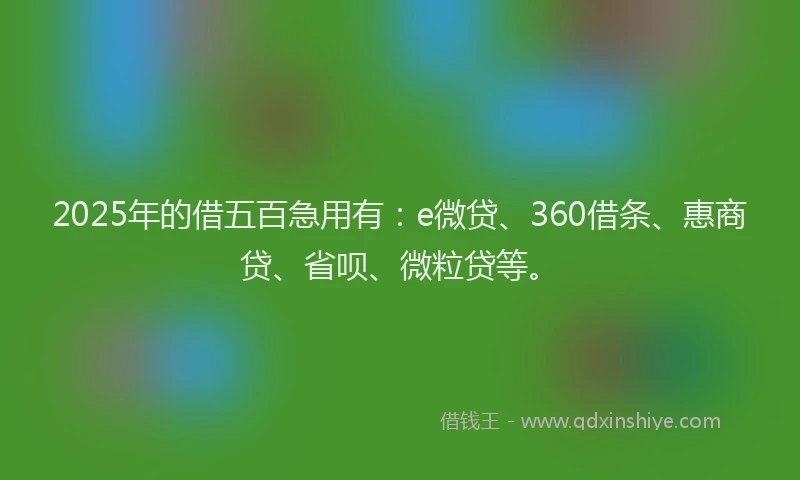 2025年的借五百急用有：e微贷、360借条、惠商贷、省呗、微粒贷等。