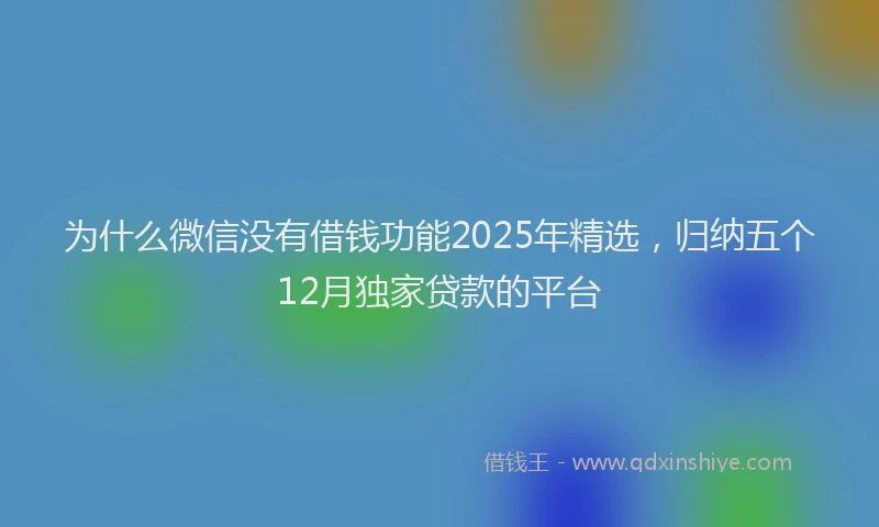 为什么微信没有借钱功能2025年精选，归纳五个12月独家贷款的平台