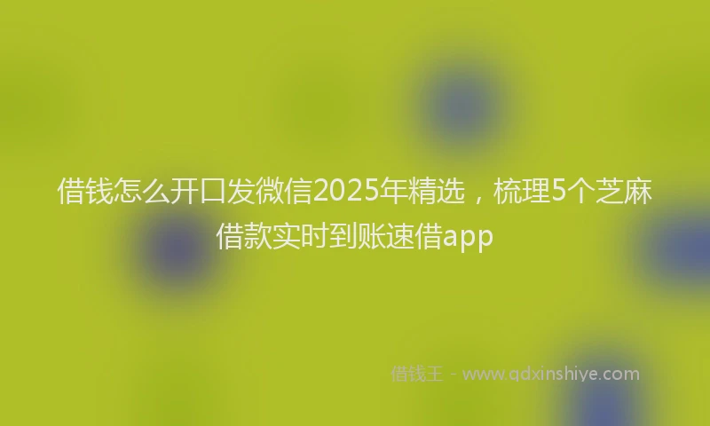 借钱怎么开口发微信2025年精选，梳理5个芝麻借款实时到账速借app