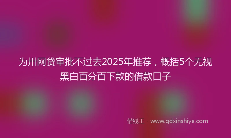 为卅网贷审批不过去2025年推荐，概括5个无视黑白百分百下款的借款口子