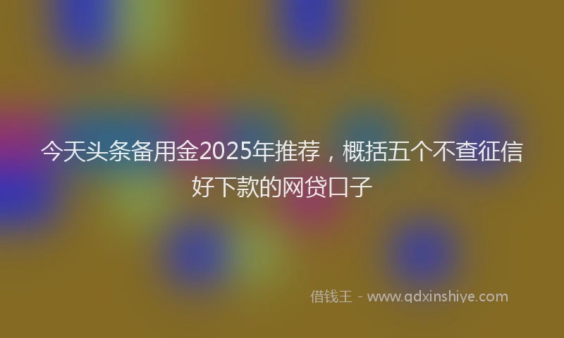 今天头条备用金2025年推荐，概括五个不查征信好下款的网贷口子