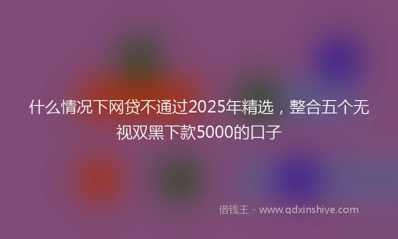 什么情况下网贷不通过2025年精选，整合五个无视双黑下款5000的口子