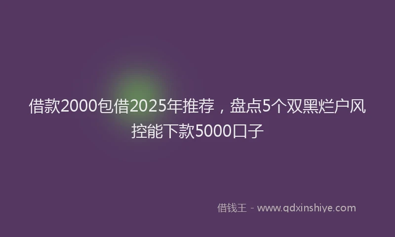 借款2000包借2025年推荐，盘点5个双黑烂户风控能下款5000口子