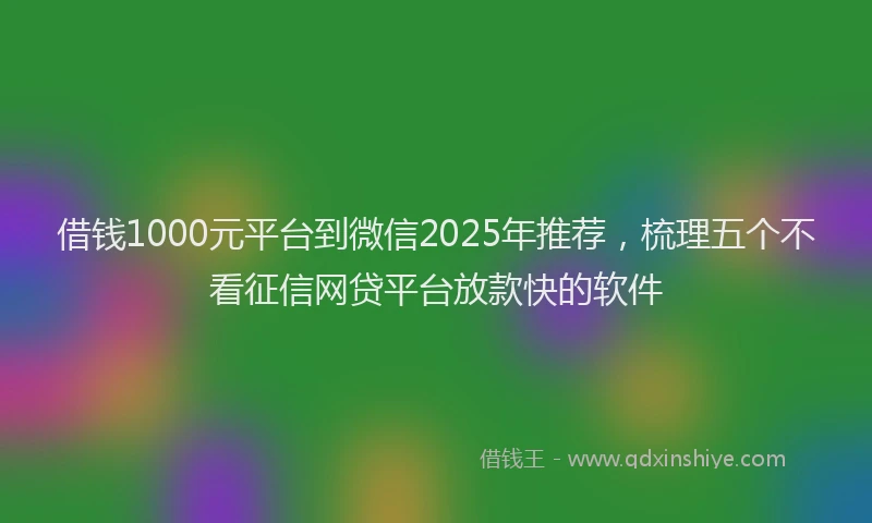 借钱1000元平台到微信2025年推荐，梳理五个不看征信网贷平台放款快的软件