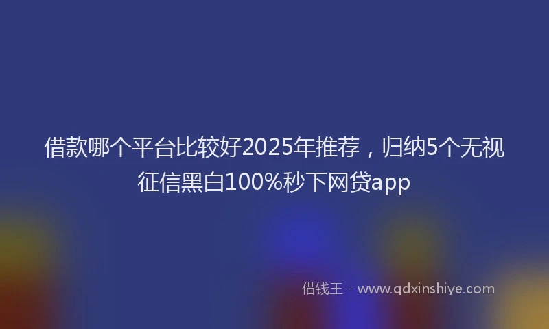 借款哪个平台比较好2025年推荐，归纳5个无视征信黑白100%秒下网贷app