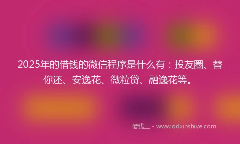 2025年的借钱的微信程序是什么有：投友圈、替你还、安逸花、微粒贷、融逸花等。
