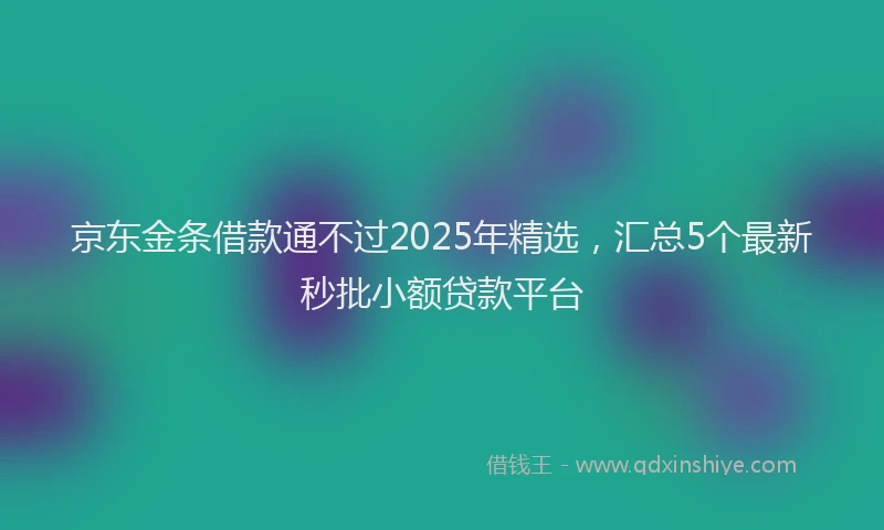 京东金条借款通不过2025年精选，汇总5个最新秒批小额贷款平台