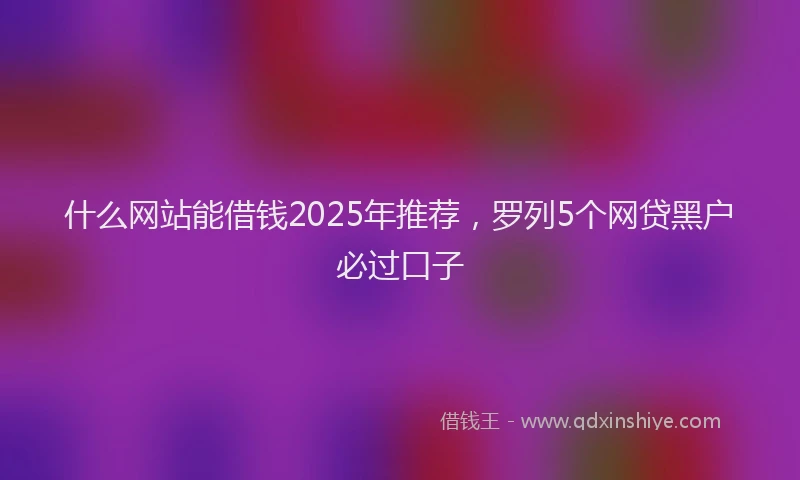 什么网站能借钱2025年推荐，罗列5个网贷黑户必过口子