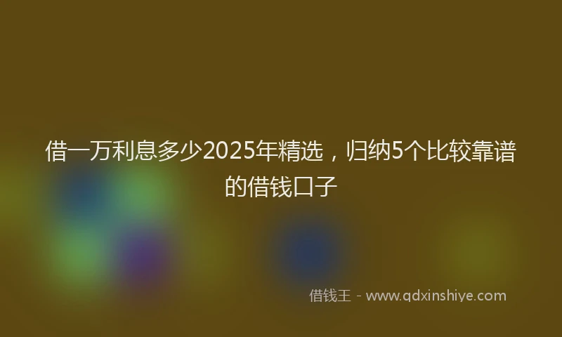 借一万利息多少2025年精选，归纳5个比较靠谱的借钱口子