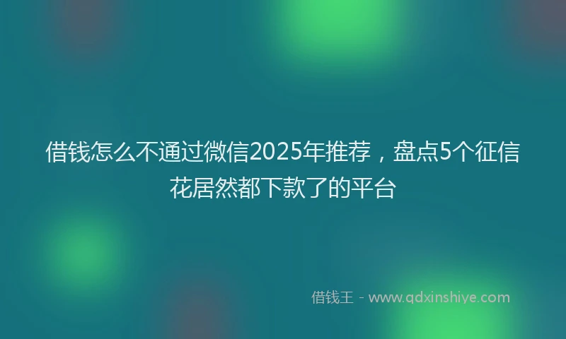 借钱怎么不通过微信2025年推荐，盘点5个征信花居然都下款了的平台