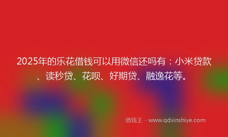2025年的乐花借钱可以用微信还吗有：小米贷款、读秒贷、花呗、好期贷、融逸花等。
