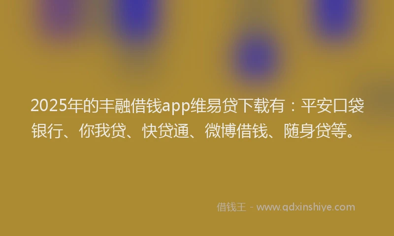 2025年的丰融借钱app维易贷下载有：平安口袋银行、你我贷、快贷通、微博借钱、随身贷等。