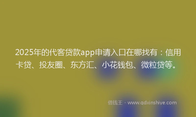2025年的代客贷款app申请入口在哪找有：信用卡贷、投友圈、东方汇、小花钱包、微粒贷等。