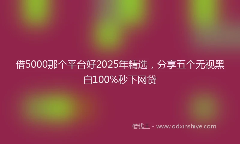 借5000那个平台好2025年精选，分享五个无视黑白100%秒下网贷