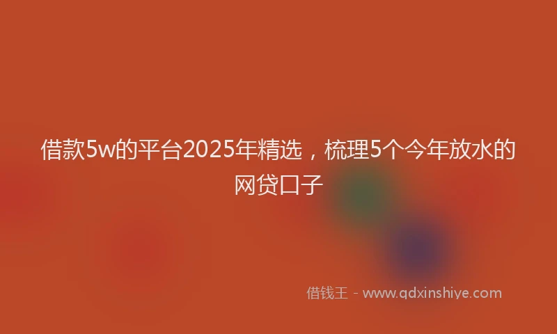 借款5w的平台2025年精选，梳理5个今年放水的网贷口子