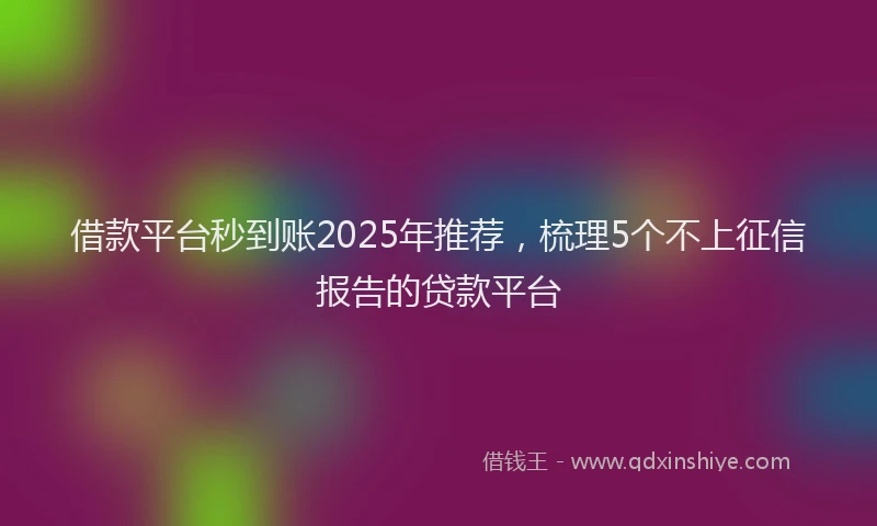 借款平台秒到账2025年推荐，梳理5个不上征信报告的贷款平台