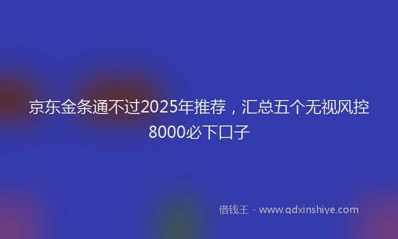 京东金条通不过2025年推荐，汇总五个无视风控8000必下口子
