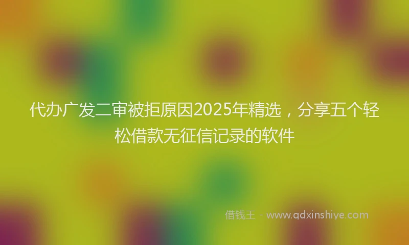 代办广发二审被拒原因2025年精选，分享五个轻松借款无征信记录的软件