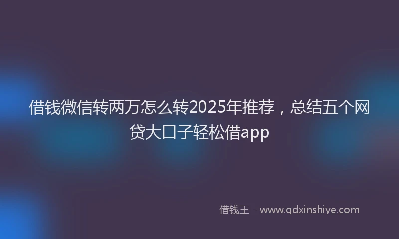 借钱微信转两万怎么转2025年推荐，总结五个网贷大口子轻松借app