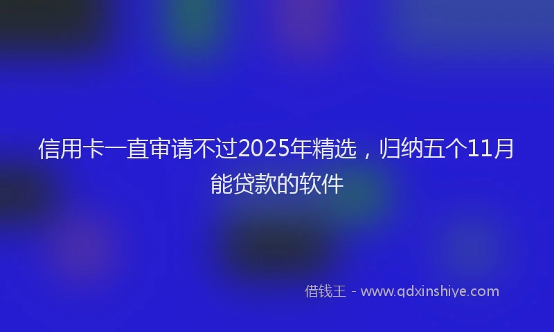 信用卡一直审请不过2025年精选，归纳五个11月能贷款的软件