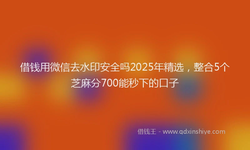 借钱用微信去水印安全吗2025年精选，整合5个芝麻分700能秒下的口子