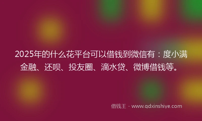 2025年的什么花平台可以借钱到微信有：度小满金融、还呗、投友圈、滴水贷、微博借钱等。