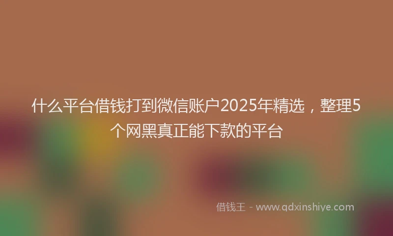 什么平台借钱打到微信账户2025年精选，整理5个网黑真正能下款的平台