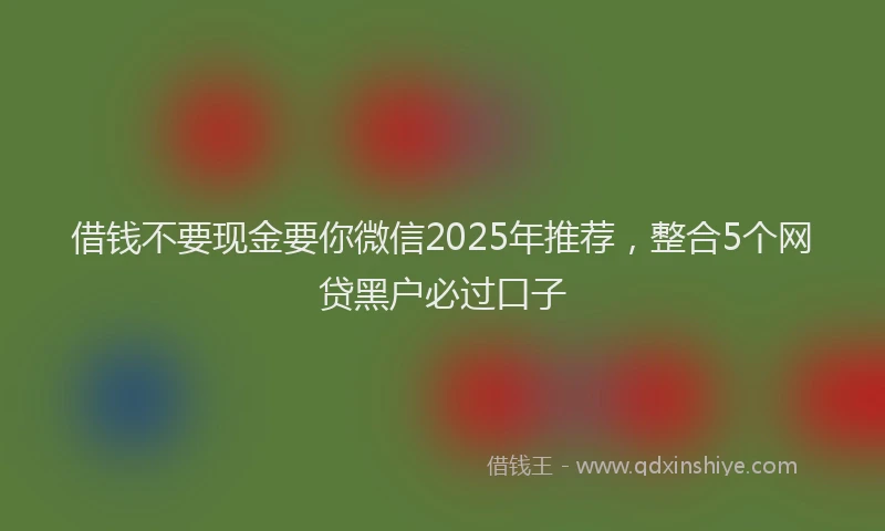 借钱不要现金要你微信2025年推荐，整合5个网贷黑户必过口子