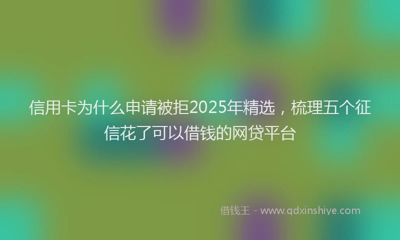 信用卡为什么申请被拒2025年精选，梳理五个征信花了可以借钱的网贷平台