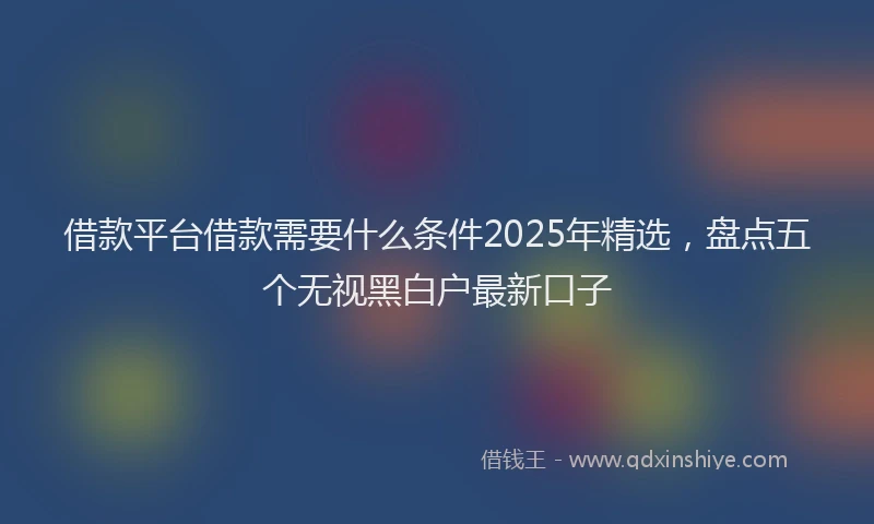 借款平台借款需要什么条件2025年精选，盘点五个无视黑白户最新口子