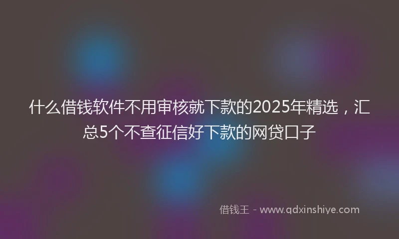 什么借钱软件不用审核就下款的2025年精选，汇总5个不查征信好下款的网贷口子