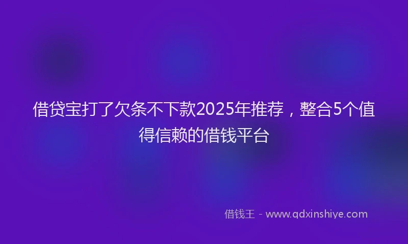 借贷宝打了欠条不下款2025年推荐，整合5个值得信赖的借钱平台