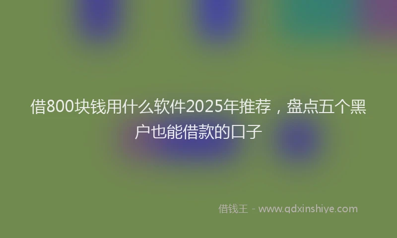 借800块钱用什么软件2025年推荐，盘点五个黑户也能借款的口子