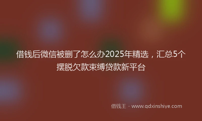 借钱后微信被删了怎么办2025年精选，汇总5个摆脱欠款束缚贷款新平台