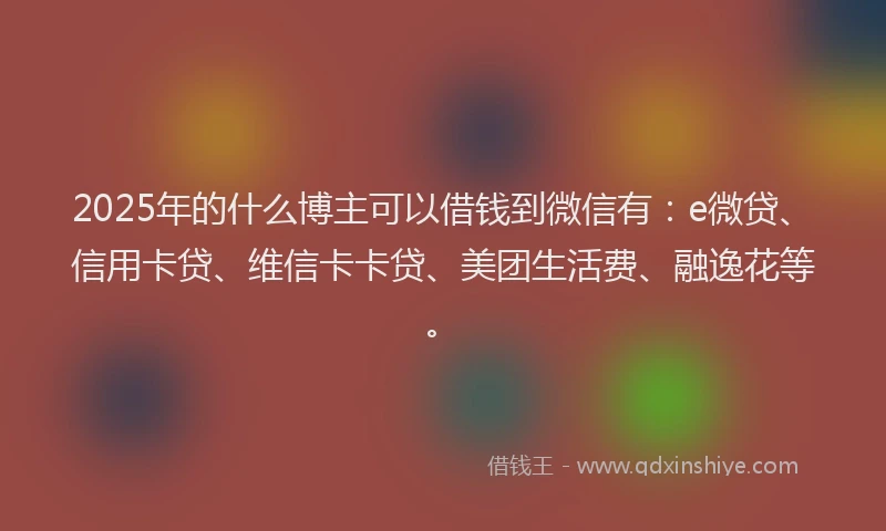 2025年的什么博主可以借钱到微信有：e微贷、信用卡贷、维信卡卡贷、美团生活费、融逸花等。