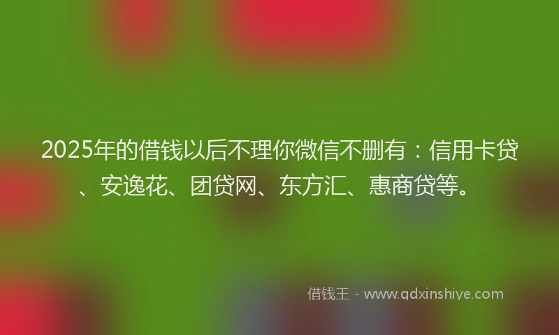 2025年的借钱以后不理你微信不删有：信用卡贷、安逸花、团贷网、东方汇、惠商贷等。
