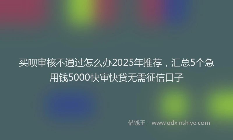买呗审核不通过怎么办2025年推荐，汇总5个急用钱5000快审快贷无需征信口子