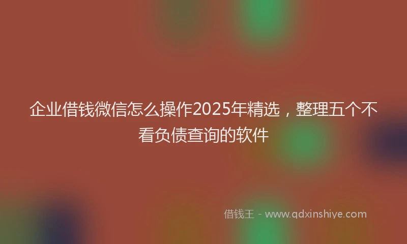 企业借钱微信怎么操作2025年精选，整理五个不看负债查询的软件