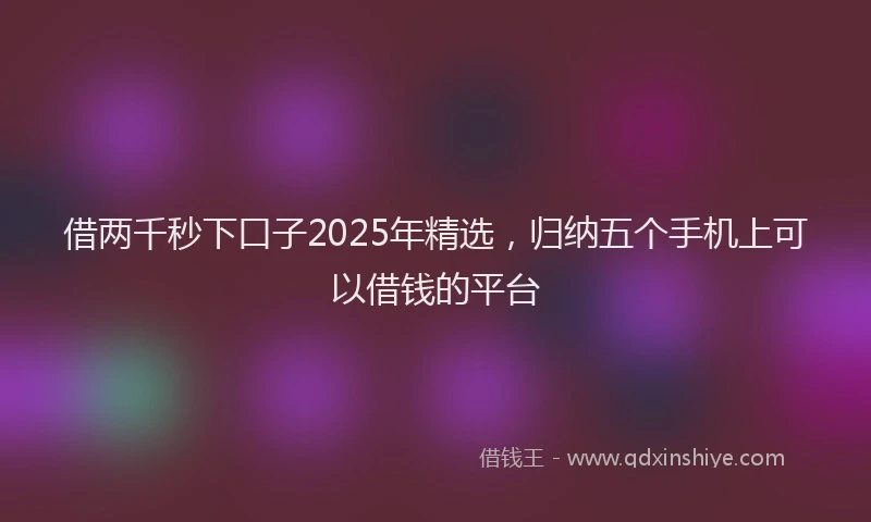 借两千秒下口子2025年精选，归纳五个手机上可以借钱的平台