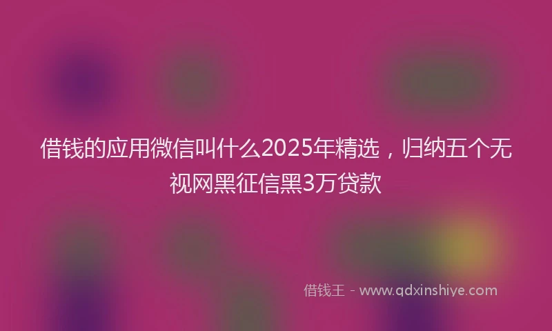 借钱的应用微信叫什么2025年精选，归纳五个无视网黑征信黑3万贷款