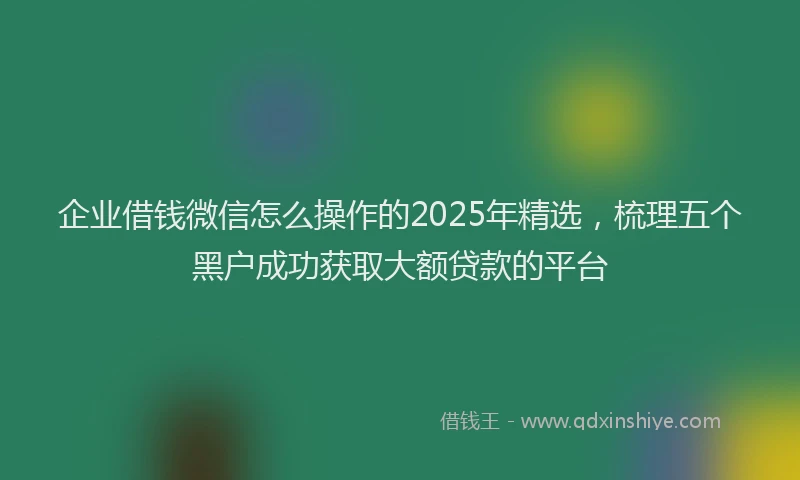 企业借钱微信怎么操作的2025年精选，梳理五个黑户成功获取大额贷款的平台