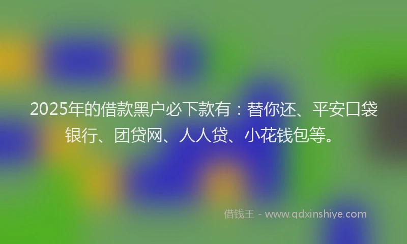 2025年的借款黑户必下款有：替你还、平安口袋银行、团贷网、人人贷、小花钱包等。