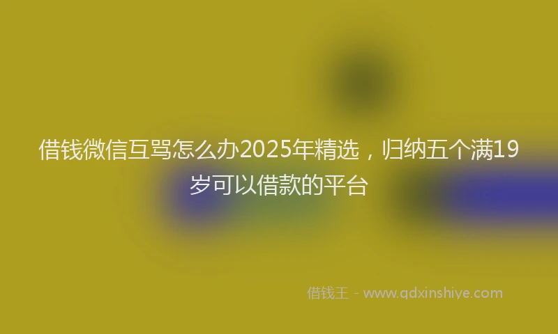 借钱微信互骂怎么办2025年精选，归纳五个满19岁可以借款的平台