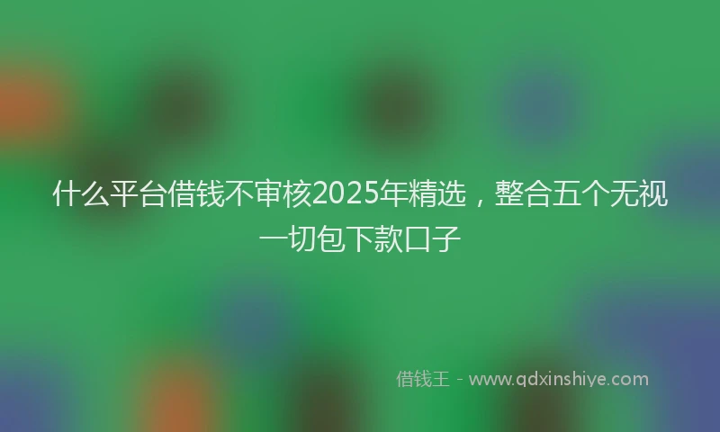 什么平台借钱不审核2025年精选，整合五个无视一切包下款口子