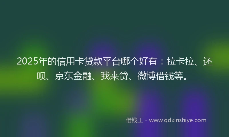 2025年的信用卡贷款平台哪个好有：拉卡拉、还呗、京东金融、我来贷、微博借钱等。