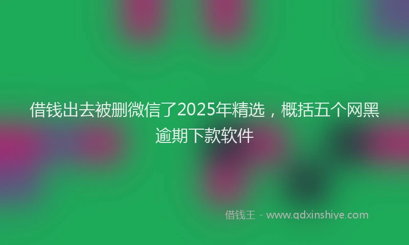 借钱出去被删微信了2025年精选，概括五个网黑逾期下款软件